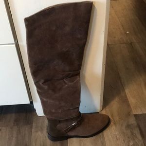 Brand New Faux Suede Brown Over-the-Knee Boots